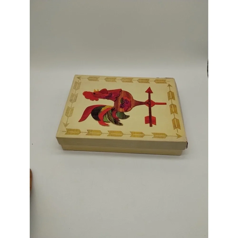 American Greetings Rooster Weathervane Folk Art Stationery Vintage